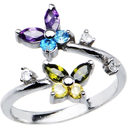 Body Candy 925 Sterling Silver Dazzling Butterfly Toe Ring