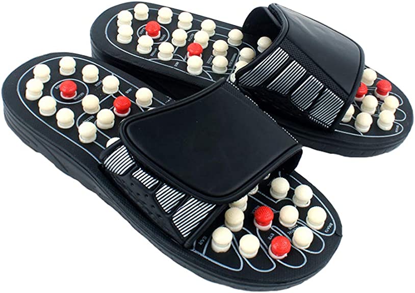 Milisten Acupoint Foot Massage Slipper Reflexology Sandals Anti-Slip Indoor Massage Shoes with Removable Rotating Acupuncture Points Size 43