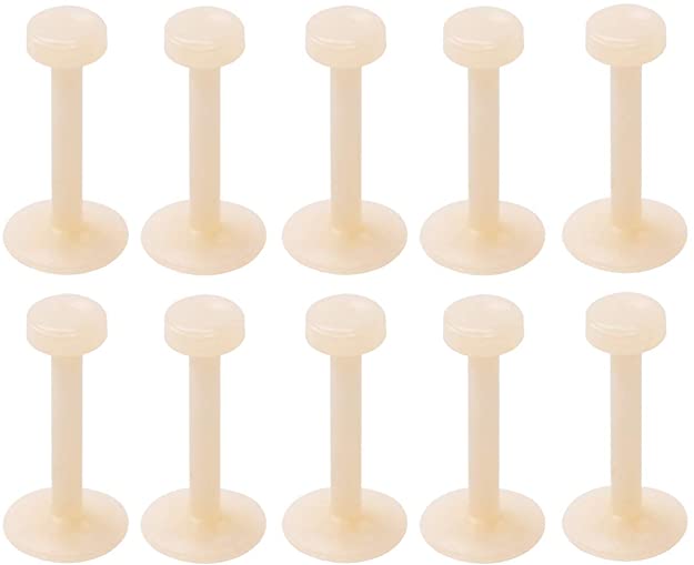 Set of 10 16GA Flesh Tone Flexible Bioflex Removable Push Top Piercing Retainers, Metal & Allergy Free for Lips, Ears, Nose, Labret, Monroe