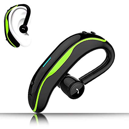 SLUB True Wireless Bluetooth Single Earbud with Microphone 17-18 Hours Playtime Noise Cancelling  Waterproof Ear-Hook Sport Headset for  Cell Phone(Green)
