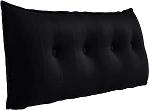 WOWMAX Rectangular Headboard Pillow Bolster Pillow for Bed Back Rest Pillow for Sitting in Bed Daybed Pillows Back Support Pillow for Bed Reading Pillow Velvet Black Full