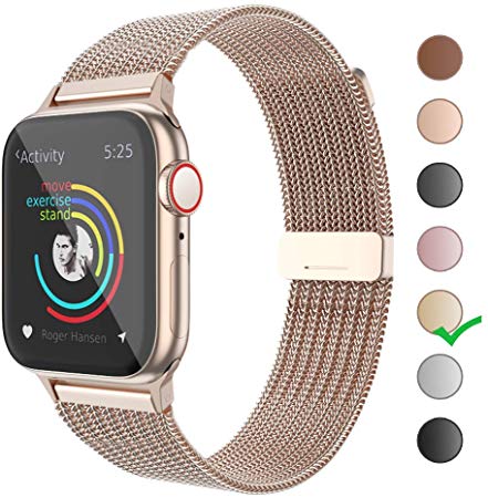 Cocos Compatible with Apple Watch Band 38mm 40mm 42mm 44mm,Stainless Steel Mesh Loop for iWatch Bands Women Men Series 5 4 3 2 1
