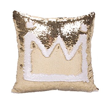 Idea Up Reversible Sequins Mermaid Pillow Cases 4040cm with magic mermaid sequin (white and gold)