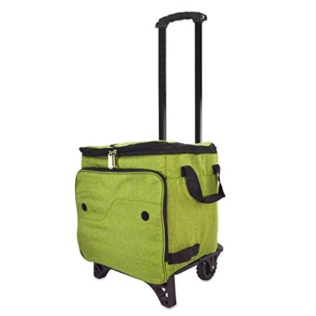 DALIX Rolling Cooler Thermal Insulated Trolley Bag Sports Leak Proof in Olive Green