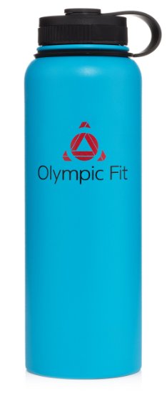 Olympic Fit Insulated Stainless Steel Water Bottle Wide Mouth 40 Oz Blue