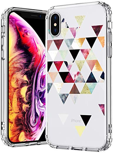 MOSNOVO Case for iPhone Xs/iPhone X, Geomatric Marble Elements Clear Design Printed Transparent Hard Back Case with TPU Bumper Protective Case Cover for iPhone X/iPhone Xs