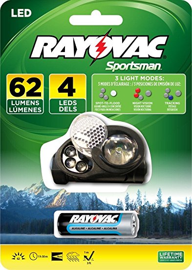 Rayovac Sportsman 62 Lumen 1AA 4-LED Headlight with Batteries (SE1WHLT-BA)