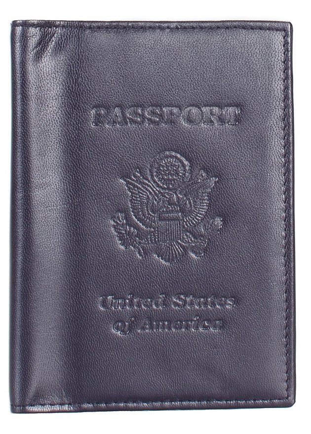 Genuine Leather USA Great Seal Passport Wallet Case Holder Cover for Travel