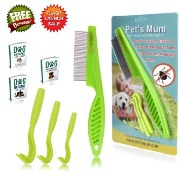 #1 Best Flea and Tick Prevention With Pet Flea Comb & Tick Remover Twister Tool For Dog, Cat, Horse By Pet's Mum | Pet Grooming Tools |3 Ebooks | No Need Flea Collar, Drop, Powder | Lifetime Warranty