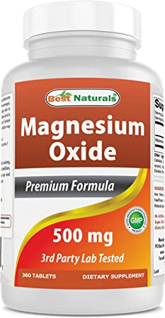 Best Naturals Magnesium Oxide 500mg 360 Tablets - 1 Year Supply - Magnesium for Immune Support, Muscle Recovery, Leg Cramps, Relaxation