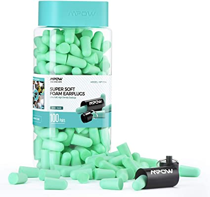 Mpow 100 Pairs Soft Foam Ear Plugs, 38dB Highest SNR, Comfortable Ear Plugs for Sleeping, Snoring, Studying, Travel, Concerts, Loud Noise