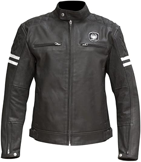 Merlin Hixon Retro Leather Breathable Motorcycle Motorbike Jacket - Black 46