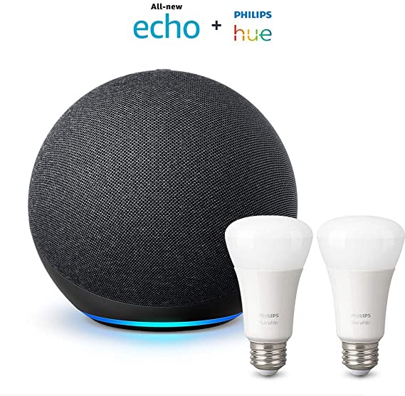 All-new Echo (4th Gen) - Charcoal - bundle with Philips Hue Bulbs (2-pack)