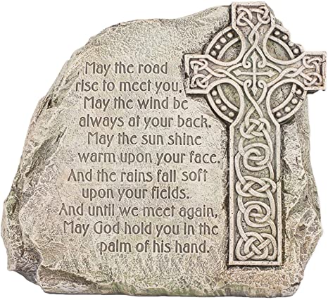 Roman Celtic Cross Garden Stone - Irish Blessing