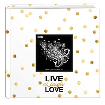 Pioneer Photo Albums EV-246/L Golden Dots Live Laugh Love 200 pkt 4x6 Photo Album, Pocket, Gold