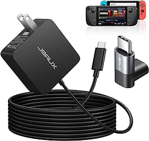 45W USB C Wall Charger, JSAUX Steam Deck Charger with 10FT Cable Type C PD 3.0 Fast Charging USB C Power Adapter for Steam Deck, Switch, MacBook Pro, iPad, Pixel, Samsung Galaxy S23 Ultra/S23 Plus