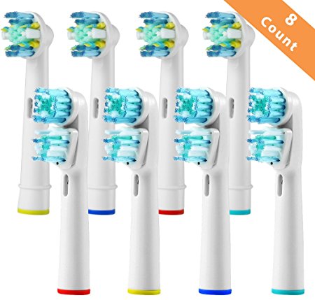 Toothbrush Replacement Heads Refill for Braun Oral-B Electric Toothbrush Pro 1000 Pro 3000 Pro 5000 Pro 7000 Vitality Floss Action   Dual Clean 8 Pcs