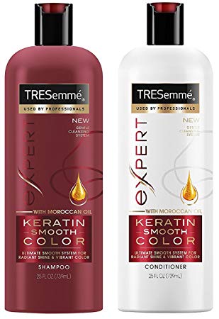 Tresemme Expert Haircare - Keratin Smooth Color - With Moroccan Oil - Shampoo & Conditioner Set - Net Wt. 25 FL OZ (739 mL) Per Bottle - One Set