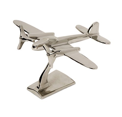 IMAX 60067 Up in the Air Plane Statuary - Metal Airplane Figurine Statue - Vintage Aviation Decor Accessories