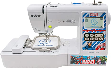 Brother Sewing and Embroidery Machine, 4 Marvel Faceplates, 10 Downloadable Marvel Designs, 80 Designs, 103 Built-In Stitches, 4" x 4" Hoop Area, 3.2" LCD Touchscreen Display, 7 Included Feet