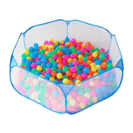 Jacone Portable Cute Blue Hexagon Playpen Children Ball Pit ,Indoor and Outdoor Easy Folding Ball Play Pool Kids Toy Play Tent with Carry Tote