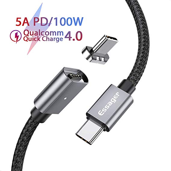 Essager Magnetic USB C to USB C Cable Braided Nylon 100W PD QC Quick Charge 4.0 3.0 Type-C Cord for MacBook Pro Huawei P30 Dell XPS Redmi K20 Pro
