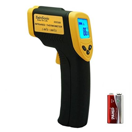 SainSonic SS5380 Non-Contact IR Thermometer Gun With Laser Targeting Measures in Celsius or Fahrenheit -32 to 380C-26 to 716F