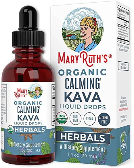 USDA Organic Calming Kava by MaryRuth's | Herbal Liquid Drops | Calming Relaxation Stress Relief | Non-GMO, Vegan, 1 oz, 30 Servings