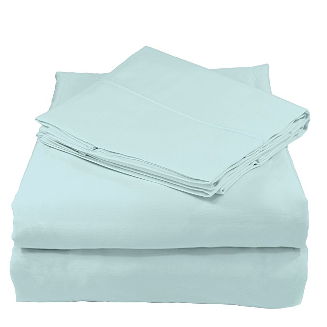 Whisper Organics 300 Thread Count Soft Cotton Full Bed Sheet Set (GOTS Certified), Ocean Blue