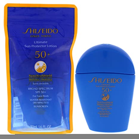 Shiseido Ultimate Sun Protector Lotion SPF 50  Sunscreen SynchroShield WetForce X HeatForce, 50mL / 1.6 fl. oz