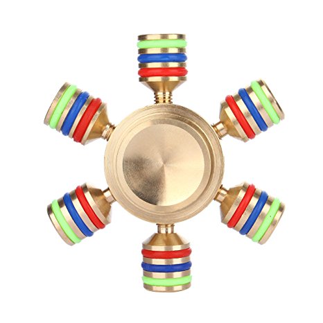 Dejavux Spinner Fidget Toy for Fun also Stress Reducer Anxiety Relief Toy … (Gold Colorful)