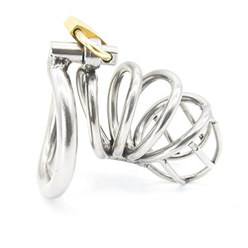 Happygo Male Chastity Device Hypoallergenic Stainless Steel Cock Cage Penis Ring L Size Virginity Lock Chastity Belt Adult Game Sex Toy (1.96 inch/ 5.0cm)
