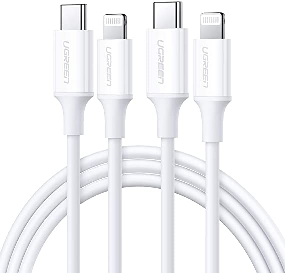 UGREEN USB-C to Lightning Cable [2Pack 3FT MFi-Certified] Supports Power Delivery Fast Charging Sync with Type C PD Charger, Compatible for iPhone SE 11 Pro Max XR Xs Max Plus 8, AirPods, iPad