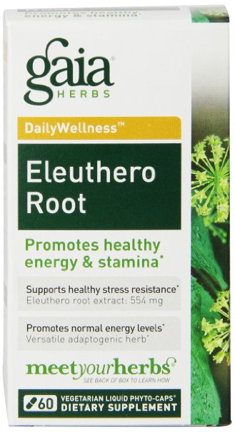 Gaia Herbs Eleuthero Root Liquid Phyto-Capsules, 60 Count (Frustration free packaging)