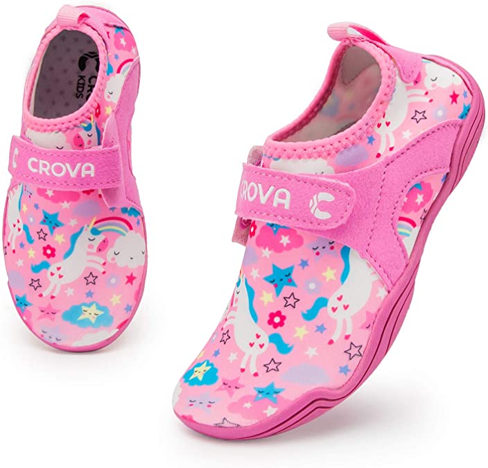 Crova Kids Water Sports Shoes Ultra Light Totally Drainage Quick-Dry Aqua Socks Barefoot Slip-on for Boys Girls Toddler