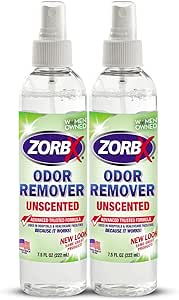 ZORBX Unscented Odor Eliminator for Strong Odor - Used in Hospitals & Healthcare Facilities | Advanced Formula, Fast-Acting Odor Remover Spray for Dog, Cat, House & Carpet - 7.5 Fl Oz (Pack of 2)