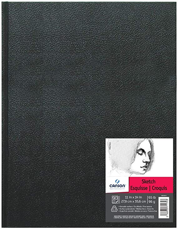 Canson 100510419 Artist Series Sketch Book Paper Pad, for Pencil and Charcoal, Acid Free, Hardbound, 65 Pound, 11 x 14 Inch, 90 Sheets