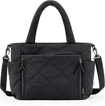 BAGSMART Tote Bag for Women, Puffer Tote Bag with Zipper, Crossbody Bag for Women, Quilted Tote Bag with Compartments