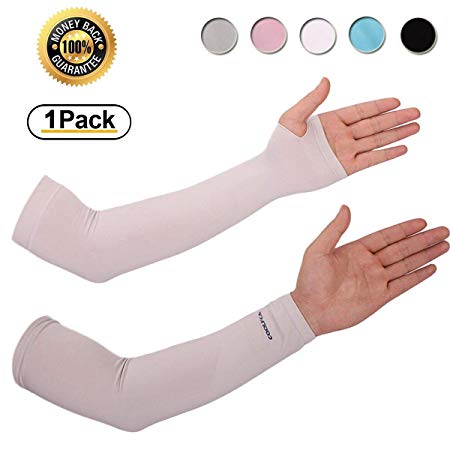 Achiou Cooling Arm Sleeves UV Sun Protection for Men Women Sunblock Cooler Protective Outdoor Sports Running Running Golf Cycling Basketball Driving Fishing Long Arm Cover Sleeves (1 Pair)