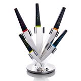 VREMI Peacock Stainless Steel Chefs Essentials 5 Piece Knife Set - Acrylic Knife Block Included