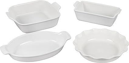 Le Creuset Stoneware 4 PC Heritage Bakeware Set, White