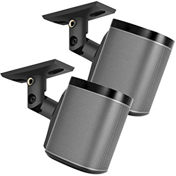 PERLESMITH Speaker Mount, Side Clamping Speaker, Mounting Bracket with Swivel and Tilt for Large Surround Sound Speakers – 1 Pair – Suitable for Walls – Holds up to 8lbs
