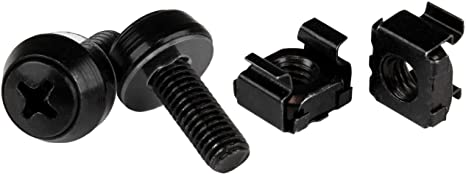 StarTech.com M6 x 12mm Screws and Cage Nuts - 100 Pack - M6 Mounting Screws and Cage Nuts for Server Rack and Cabinet - Black (CABSCREWM62B)