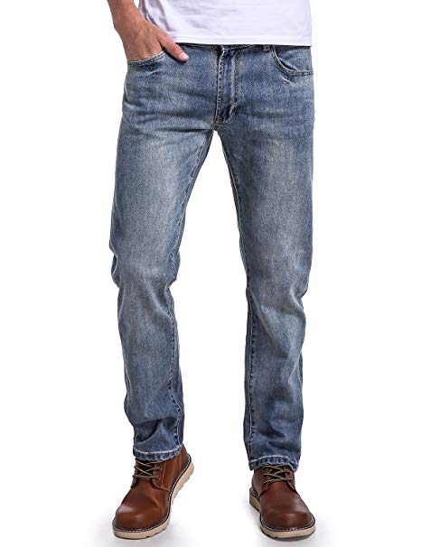Eaglide Mens Relaxed Fit Jeans, Regular Fit Comfort Straight Leg Five Pockets Fashionable Jeans