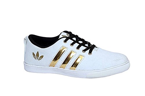 Scion Mens White/Gold Stylish Casual Canvas Sneakers