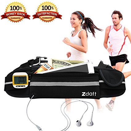 Running Belt, Zdatt Outdoor Sport Water Resistant Reflective Waist Pack Running Belt Fanny Pack for Hiking Trip Fitness Gym for iPhone Samsung and Big Smart Phones