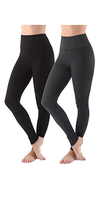 AEKO Women's Thick Yoga Soft Cotton Blend High Waist Workout Leggings with Tummy Control Compression