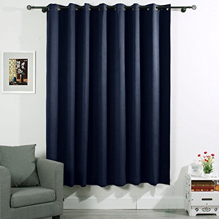 PRIM Premium Heavyweight Thermal Insulated Blackout Curtains - Antique Bronze Grommet Top - Navy Blue-100"W×84"L(One Panel)