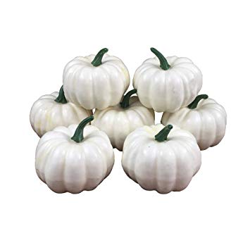COTOSEY Lifelike Simulation Artificial Pumpkins 10 Pcs for Festive Wedding Halloween Party Home Decoration (White)