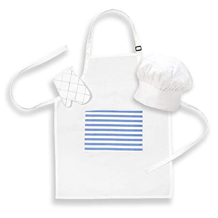 Prime Kids Apron Bundle with Pocket, Chef Hat, and Oven Mitt